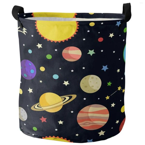 Sacchetti per la biancheria Cartone animato Pianeta Universo Galassia Cestino sporco Pieghevole Impermeabile Organizzatore per la casa Abbigliamento Deposito di giocattoli per bambini