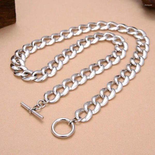 Correntes Real 925 Sterling Silver 12mm Curb Link Chain Colar S925 17,7