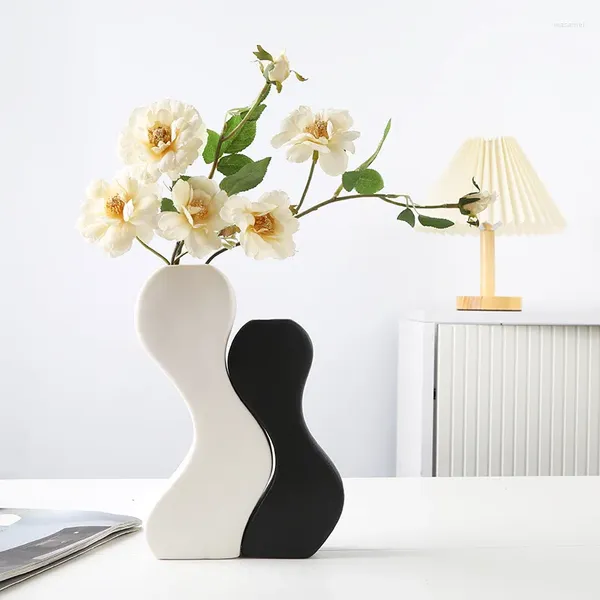 Vasi Vaso in ceramica nordica Decorazioni per la casa in stile semplice Accessori per desktop Vasi da fiori idroponici a forma di