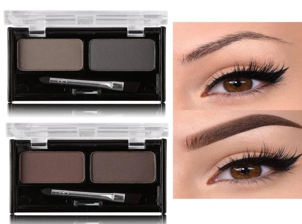 Marca Dupla Cor Sobrancelha Pó Paleta de Maquiagem Natural Marrom Eye Brow Potenciadores 3D Sobrancelhas Sombra Bolo Kit de Beleza com Brush3615739