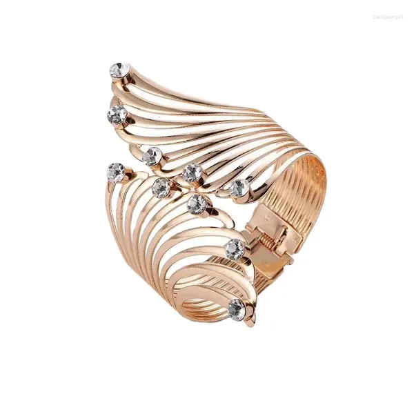 Charme pulseiras asa pulseira moda conjunto de penas strass metal tendência exagerada jóias banhado a ouro jóias geométricas presente