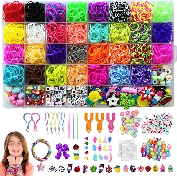 40 Grid 2500 Arcobaleno Tessitore a mano Elastico colorato fai da te Bracciale per tessitura giocattolo puzzle per bambini