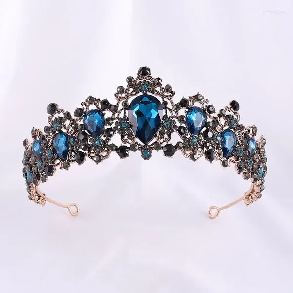 Haarspangen Barock Vintage Bronze Schwarz Rosa Kristall Hochzeit Tiaras Krone Strass Diadem Brautaccessoires Stirnband Tiara De Noiva