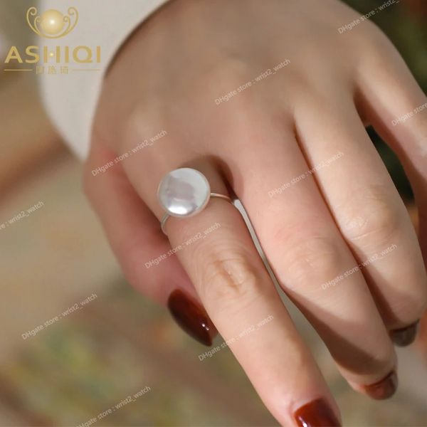 Doğal Tatlı Su Barok İnci 925 STERLING Gümüş Kore Yüzük Moda Takı Kadınlar Güzel Jewelryrings