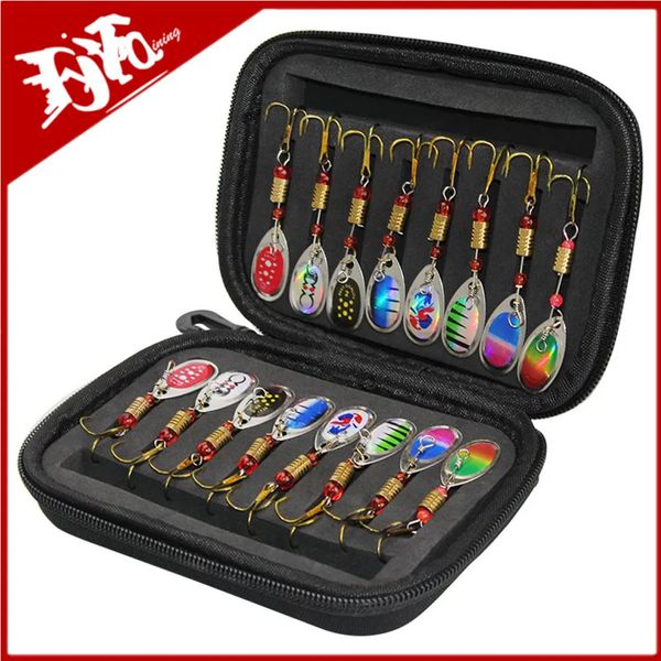 Acessórios de pesca Est Metal Colher Spinner Isca 16pcs Set Spoonbait Crankbaits Wobblers para Pike Crochet Kit Isca Artificial 231030