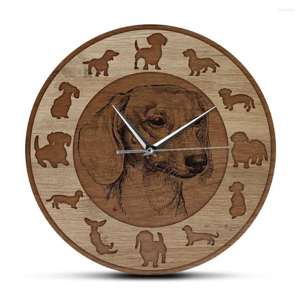 Relógios de parede Dachshund Impressão Moderna Relógio Animais de Estimação Decoração para Sala de estar Wiener Cão Animal Raça Silenciosa Varredura Arte de Quartzo