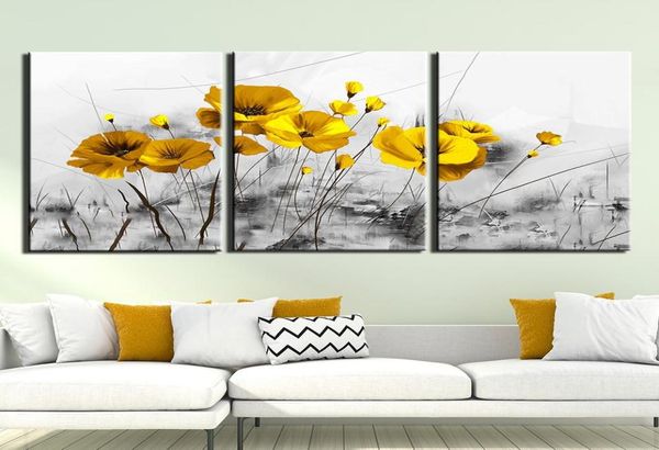 3 pezzi quadri su tela casa wall art quadro decor fiore giallo pittura poster per soggiorno stampe HD decorazione della casa8128685