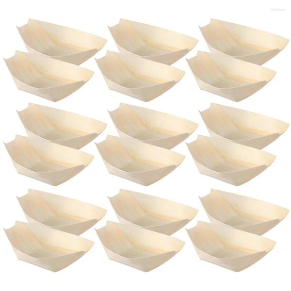 Conjuntos de louça 200 pcs descartáveis barco de madeira sobremesa pratos pinho sushi bambu tigelas recipiente