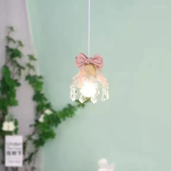 Lâmpadas pendentes rosa crianças quarto lustres menina dormitório bonito arco de vidro luz princesa quarto cabeceira lustre