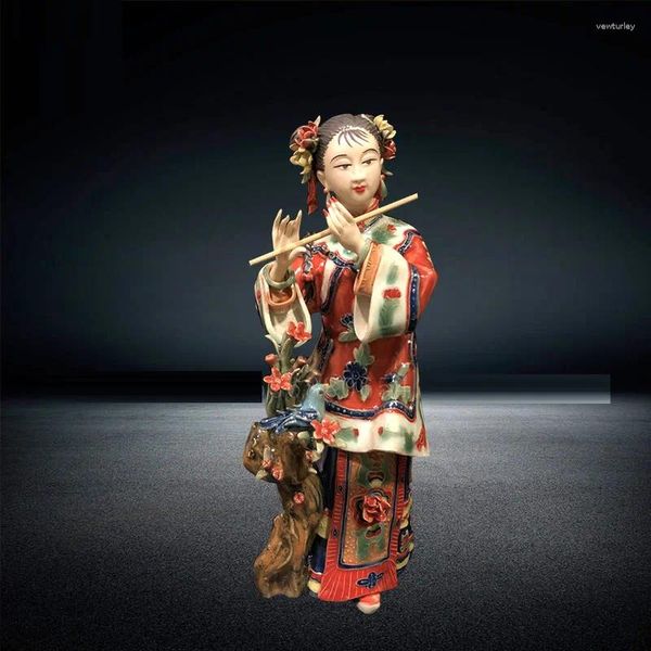 Estatuetas decorativas estilo chinês antigo, belas mulheres, anjos, porcelana, artes clássicas pintadas, estátua feminina, decoração de casa de cerâmica