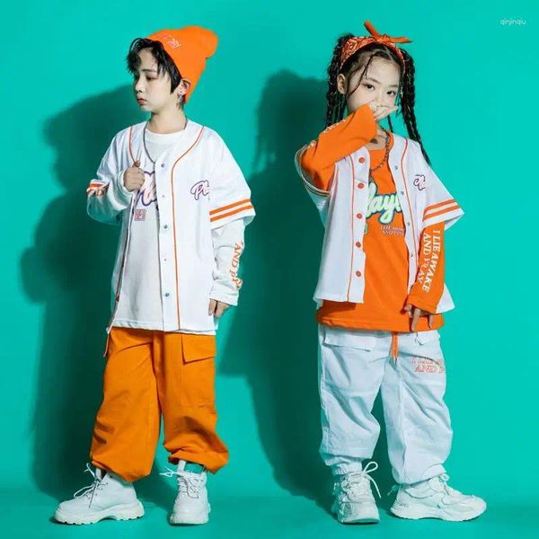 Set di abbigliamento Giacca a maniche corte per ragazzi Hip Hop Pantaloni cargo da ballo di strada Ragazze Jazz Cool Top Streetwear Costumi per bambini Cappotto per bambini