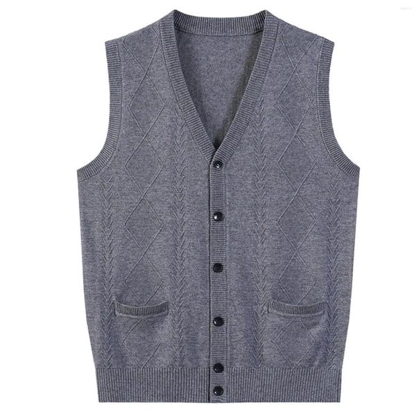 Gilet da uomo Autunno e inverno Comfort Classico maglione da lavoro Gilet in maglia da uomo Pullover senza maniche Casual in maglia sottile con scollo a V