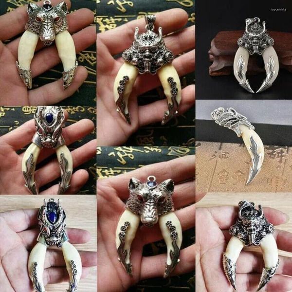 Ketten Natürliche Zahn Wolf Fangs Halskette Zinklegierung Schmuck Geschenke Vintage Personalisierte Kleidung Zubehör Tibetisches Amulett