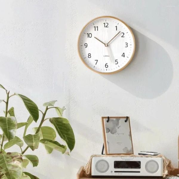 Relógios de parede design nórdico pendurado minimalista quarto silencioso relógios de madeira bateria operado moda redonda reloj pared decoração casa