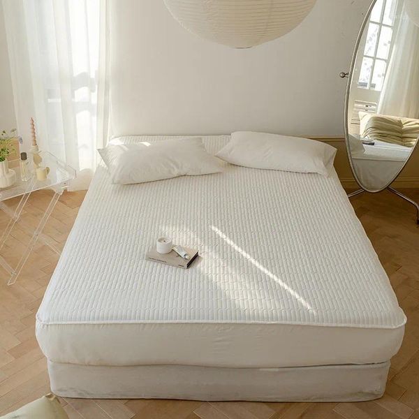 Conjuntos de cama El Pure Cotton Colcha Capa Protetora Cor Sólida Colchão Fitted Sheet All-Inclusive Não-Slip Anti-Sujo