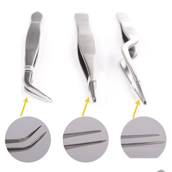 Diğer Mutfak Yemek Bar Gdgy Tongs Cımbızlar 3pcs Set 6.3 inç Paslanmaz Çelik Hassas Cımbız Yemek Ofset İpucu Damlası Dive DHWSX