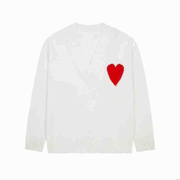 amiS AM I Sweater amisweater Paris Moda Mens Designer amishirt de malha bordada coração vermelho cor sólida grande amor em torno do pescoço manga curta uma camiseta para homens Dkyn