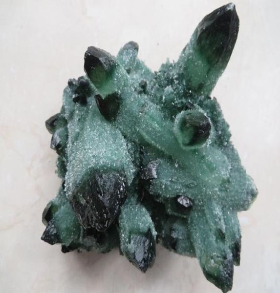 DingSheng 150200g campione fantasma di cristallo di quarzo fantasma verde naturale cluster fantasma Quarzo graden inclusione curativa Pietre punto Drusy 9753569
