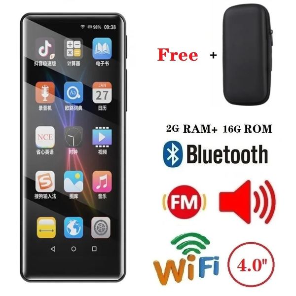 MP3 MP4 Players Wifi Bluetooth Player 16GB Portátil Android Sports Video Download APP Touch Screen Media FM Radio Mp4 Music 231030