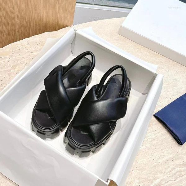 Sandalen Plattform Schwarz Weiß Mode Gummi Slip On Concise Comfort Round Toe Peep Schuhe Für Frauen Sommer Moderne Sandalen2023