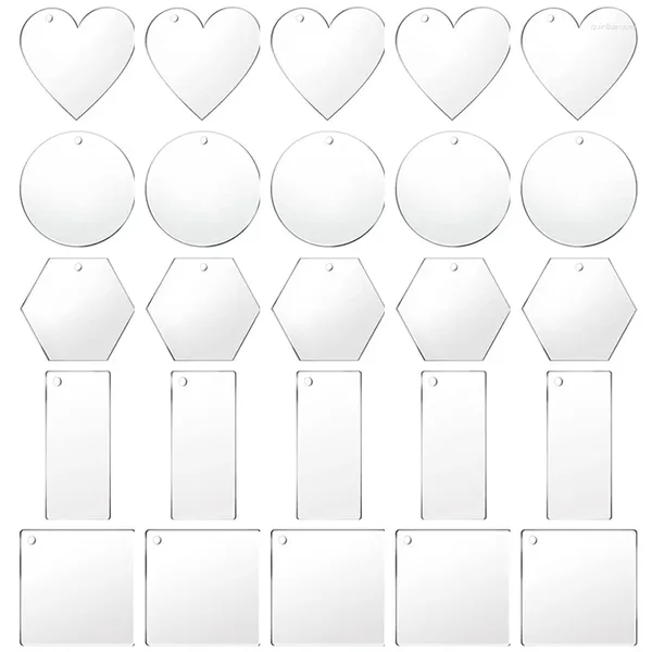 Breloques 10 pièces acrylique blanc rond coeur carré rectangulaire carte transparente pendentif pour la fabrication de bijoux bricolage porte-clés artisanat