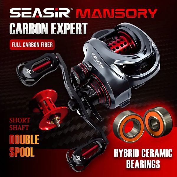 Mulinelli da pesca a mosca2 Mulinello da baitcasting Seasir Mansory 1 g Carbonio ultraleggero 11 1 7.3 1 HS Ratio Cuscinetto ceramico ibrido Bobine doppie Acqua di mare 231030