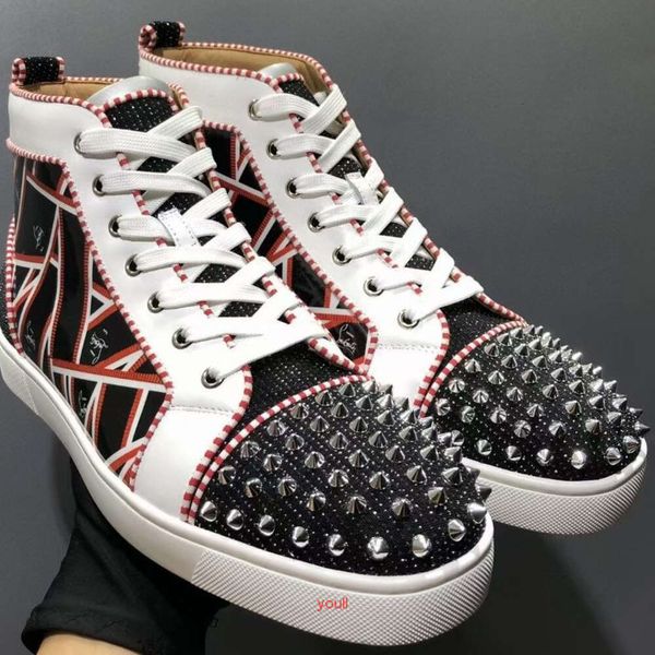 Designer Red Bottoms Platform Casual Shoes luxury sneakers red soledd shoes casual shoes lace up rivet shoes women's shoes men's shoes casual shoes board shoes 24