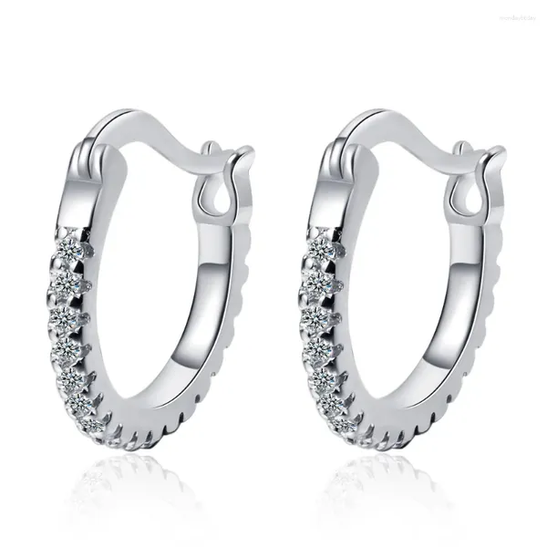 Orecchini a bottone Semplice femmina in argento sterling 925 mosaico singola fila zircone per donna ragazza gioielli Oorbellen Boucle Bijoux