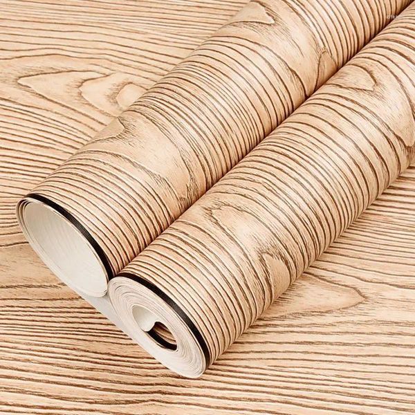 Sfondi Pannello in finto legno vintage 3D Rotolo di carta da parati impermeabile per bar Barbiere Negozio di abbigliamento Decorazioni per pareti