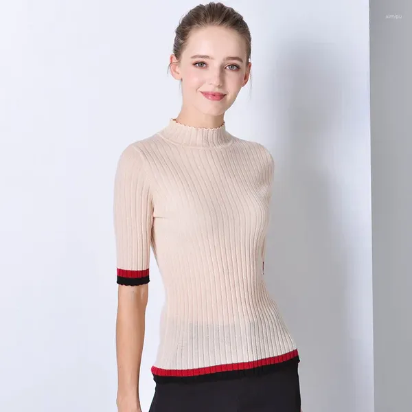 Suéter das Mulheres Bege Mulheres Turtleneck Fem Me Jumper Estilo Coreano Pulôver 2023 Outono Inverno Roupas De Malha Top Plus Size Slim Fit