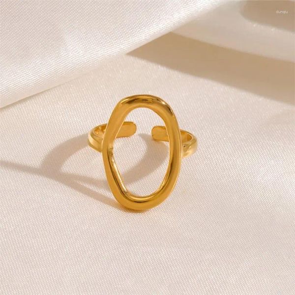 Кольца кластера ANENJERY из нержавеющей стали 316L, полое овальное открытое кольцо для женщин и мужчин, геометрические вечерние ювелирные аксессуары, оптовая продажа