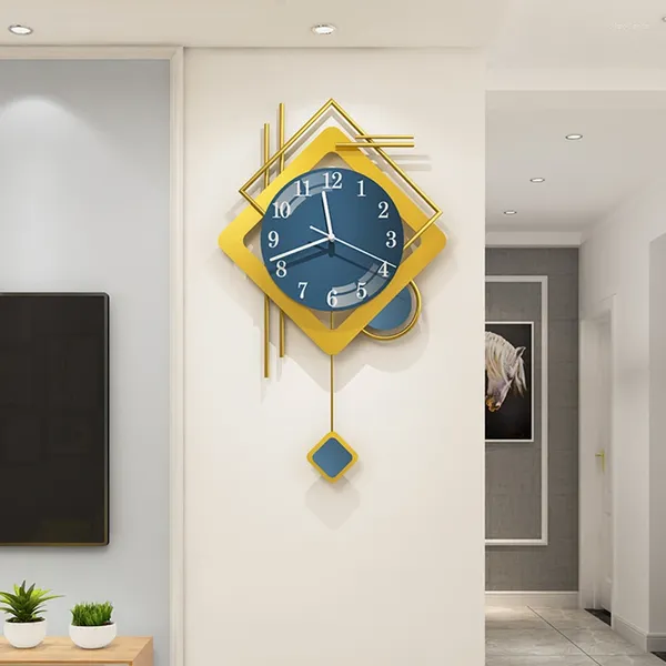 Relógios de parede Metal Design Relógio Nordic Silencioso Luxo Sala de estar Moderna Elegante Dígito Reloj Pared Decorativo Home Decor