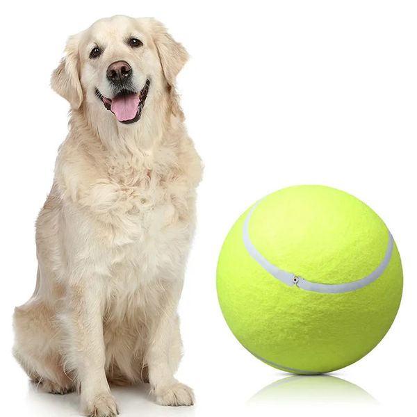 Brinquedos para cães mastiga 24cm bola de tênis gigante para cão mastigar brinquedo cão de estimação brinquedos interativos grande bola de tênis inflável suprimentos para animais de estimação ao ar livre brinquedo de cão de críquete 231030