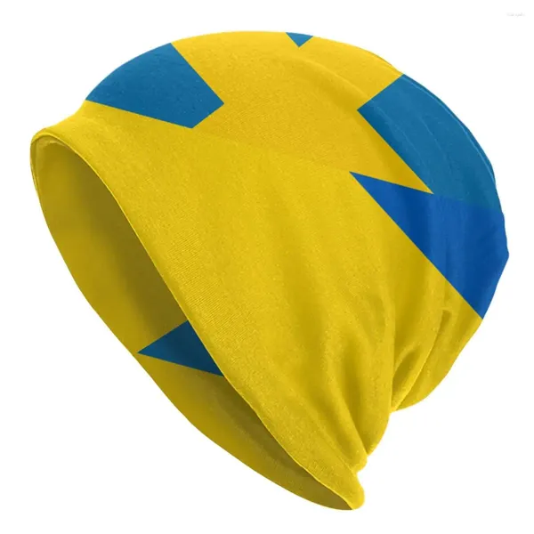 Berets Unisex Strick-Wintermütze, warme Ski-Häkelmütze, weiche Flagge von Schweden und der Ukraine.svg Damen- und Herrenmütze
