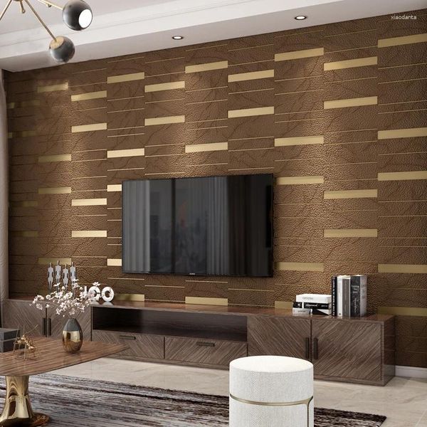 Wallpapers 9.5m rolo nórdico papel de parede deerskin veludo não-tecido tecido 3d listra sala de estar quarto tv fundo adesivos de parede
