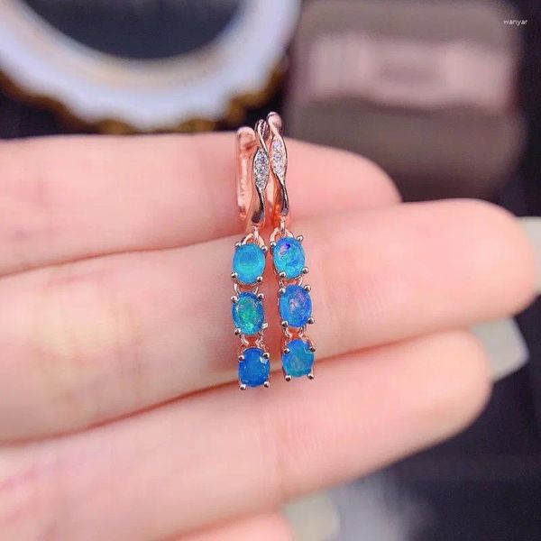 Orecchini pendenti gioielli opale naturale 3x4mm blu per feste in argento sterling 925