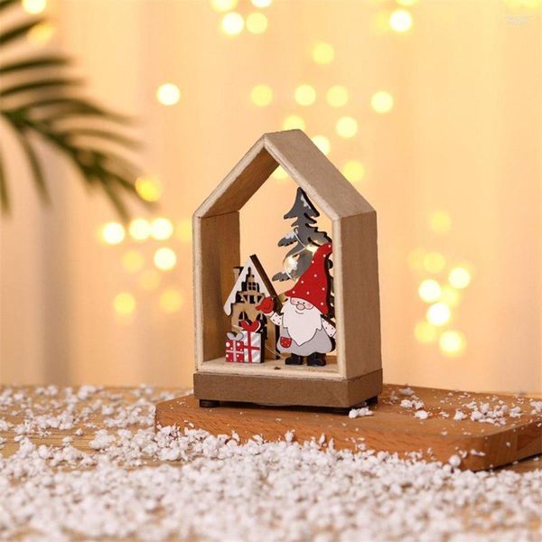 Decorazioni natalizie Babbo Natale Ornamenti in legno Decorazione Regalo Cabina luminosa Foresta 2023 anni Decorazioni per la tavola Casa