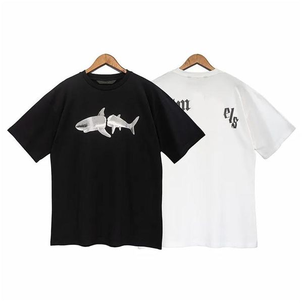 Mens camisetas Tubarão T-shirt Casual Palm Summer Logo Crewneck Unisex Moda Street Sport Mangas Curtas Drop Delivery Vestuário Roupas Dhzms