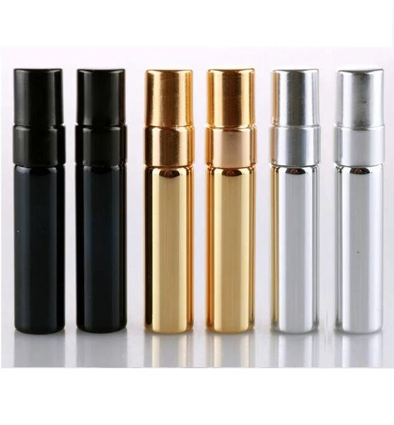 5ml uv vidro vazio recarregável garrafa de perfume atomizador garrafas de perfume spray garrafa de fragrância ouro prata cor preta