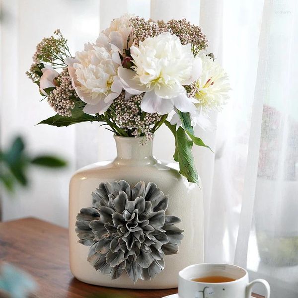 Vasi Vaso in ceramica vintage Fiori per la casa Decorazioni impastate a mano Soggiorno Studio Ornamenti per il desktop Bottiglia quadrata