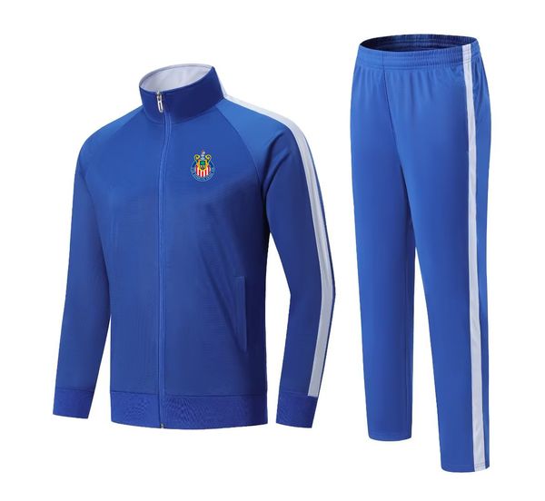 Chivas USA Herren Erwachsene Kinder Fußball-Trainings-Set im Freien warm, durchgehender Reißverschluss, Sport, Freizeit, Fußball-Set, Jogging-Sweatshirt im Winter