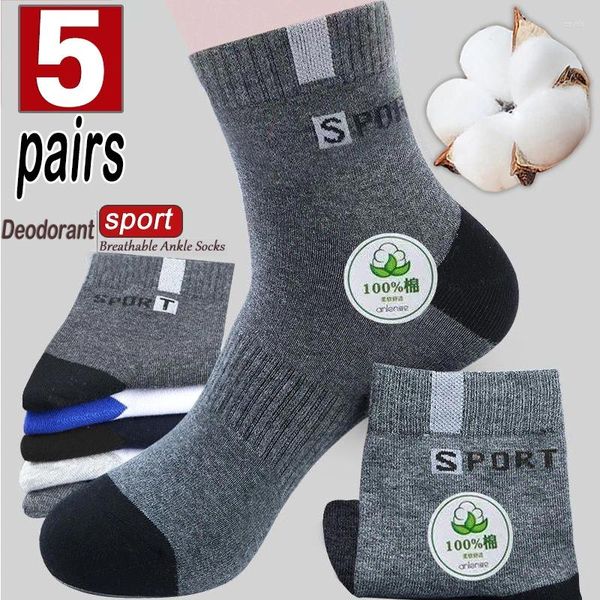 Calzini da uomo 5 paia Fibra di bambù Autunno Inverno Uomo Cotone traspirante Calzino sportivo Deodorante Business Plus Size 38-47