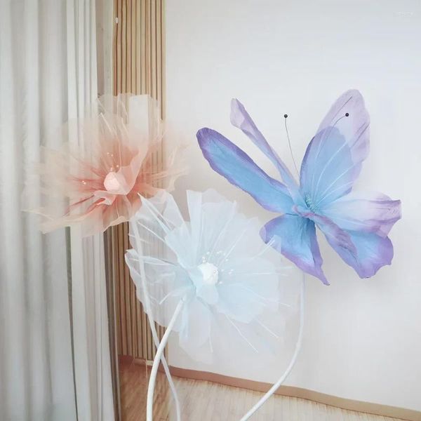 Flores decorativas simuladas borboleta papel flor shopping janela exibição casamento decoratio guia de estrada arranjo acessórios