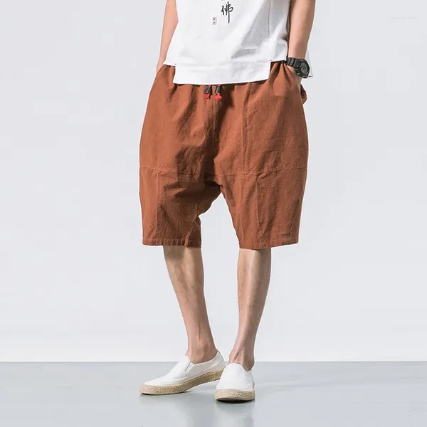 Männer Shorts 2023 Sommer Stil Männer Baumwolle Leinen Pumphose Lose Harem Streetwear ABZ398