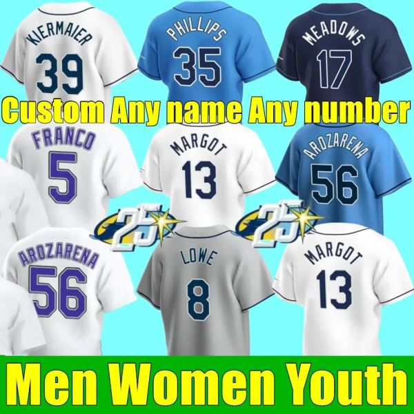 S-4XL 2023 39 Maglia base Kevin Kiermaier 12 Wade Boggs Yandy Diaz 5 Wander Franco Tampa Bay Randy Arozarena Ray Charlie Morton Joey Wendle