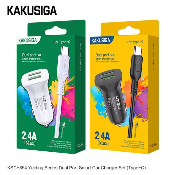 KAKUSIGA Autoladegerät USB-C Typ C 2,4 A Dual Ports PD Autoladegeräte AutoPower Adapter Ladegeräte für Ipad Iphone 15 14 12 Samsung S22 S20 Telefon mit Einzelhandelsverpackung