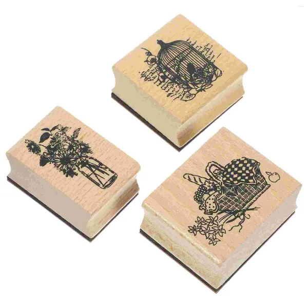 Garrafas de armazenamento 3 pçs crianças auto tinta stampers padrão de madeira natal stamper para festa de natal favores pinata enchimento diy artesanato