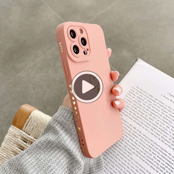 Ottwn Candy Color Silikon Handyhülle für iPhone 14 Pro Max 11 12 13 Pro X XR XS Max 7 8 Plus Cute Love Heart Frame Soft Cover