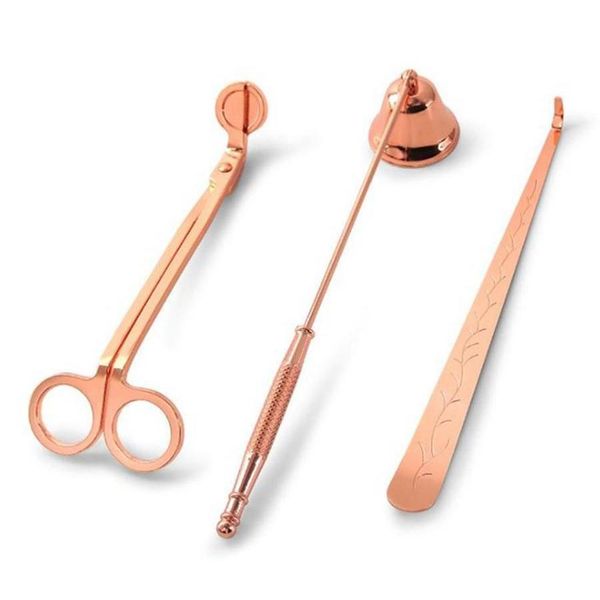 Portacandele Confezione regalo accessori 3 in 1 Set Snuffer per campane in acciaio inossidabile Wick Trimmer Dipper 3 pezzi / set Consegna a goccia Giardino domestico Dicembre Dhd9R