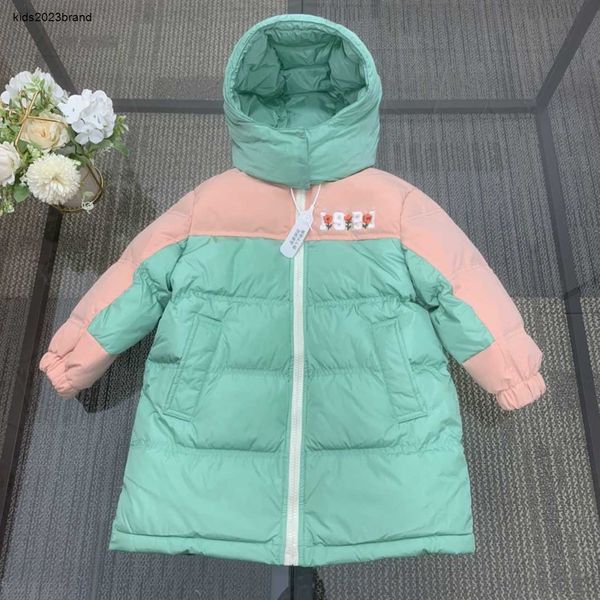 Nueva chaqueta con capucha para bebé, abrigo de plumón para niños, talla 110-150, número bordado, letra, logo de flor, abrigo de invierno para niño, 25 de octubre